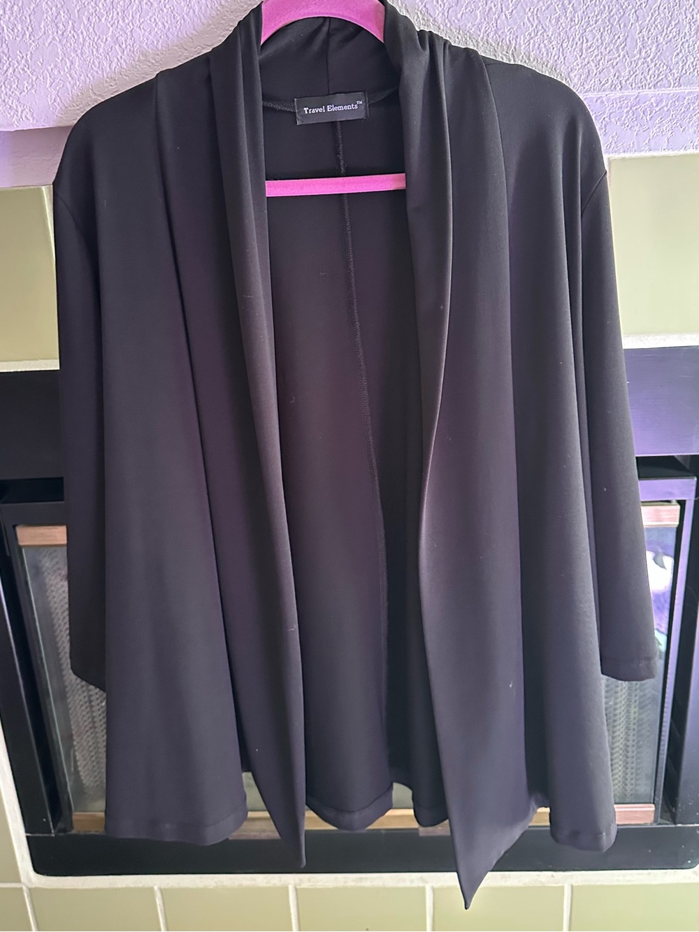 🥀Travel Elements Black Open-Front Draped Blazer (XL)🥀